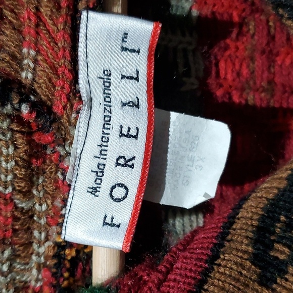 PLUS SIZE 3X VINTAGE FORELLI KNIT CARDIGAN SWEATER HOODIE PATTERN 1980s 1990s - Picture 3 of 7